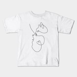 one line art cat Kids T-Shirt